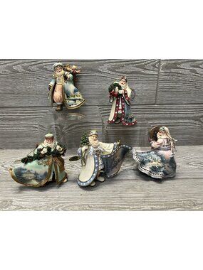 Lot of 5 Thomas Kinkade Old World Santa Christmas Ornaments Ashton Drake 3” READ